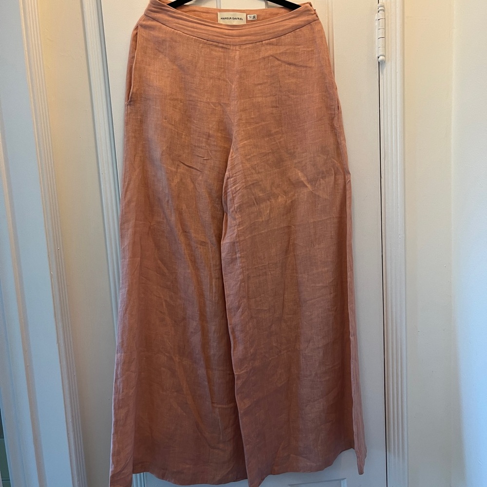 Mansur Gavriel Blush Linen Trousers - Picture 5 of 5